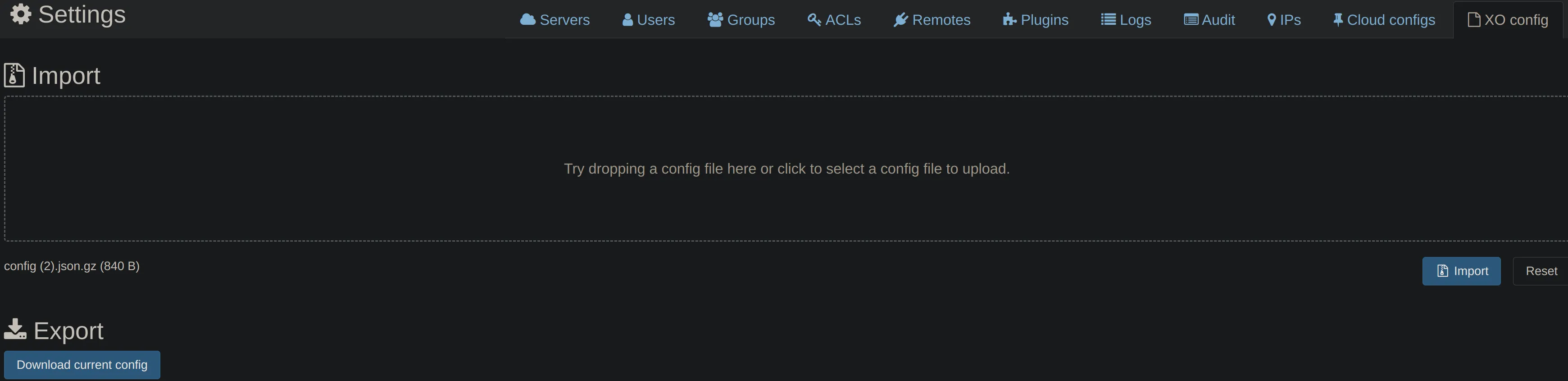 xoa-import-select