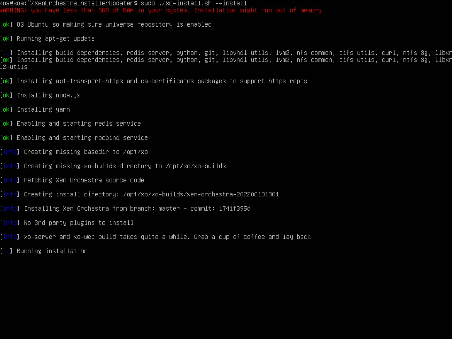 xoa-running-install